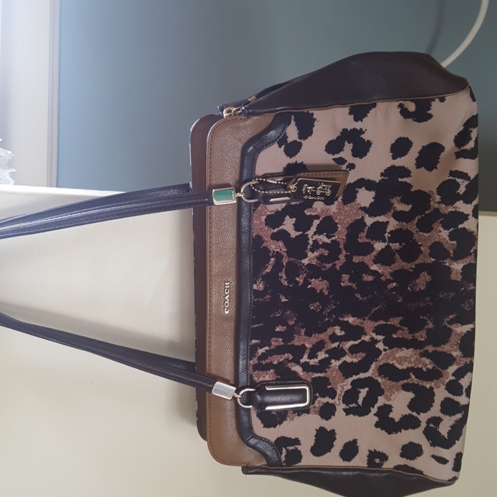 Authentic Coach leopard print handbag